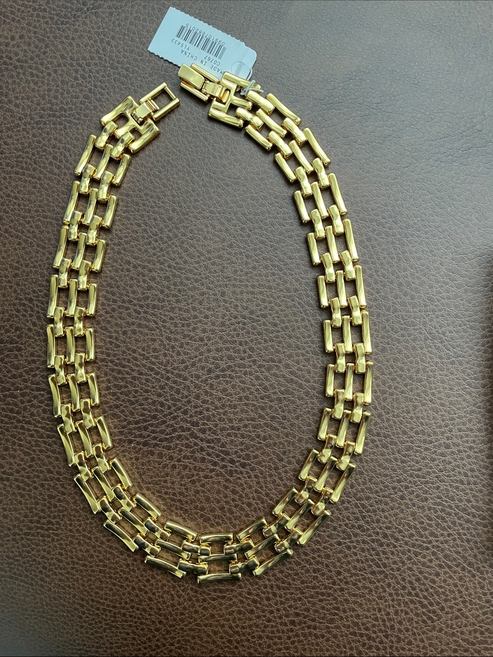 J. Crew Shiny Watchband Chain Necklace in shiny matte gold. - Picture 4 of 4